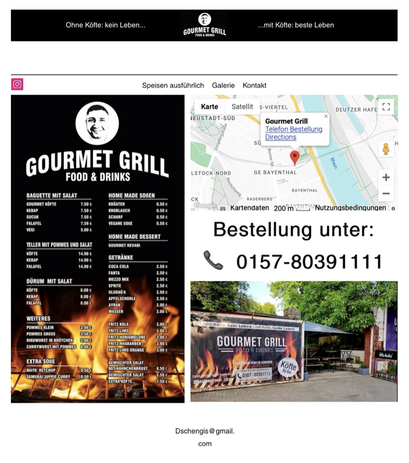 Webseite für den Kunden „Gourmet Grill“